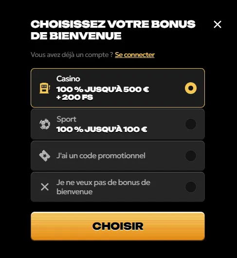 Bonus de Bienvenue spinsy casino